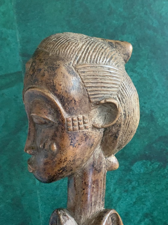 Rare Baoulé Ceremonial Spoon - Triple Figure. Acquired in Dakar, 1980s - 73 cm – Sculpture, Wood (photo 8 of 13)