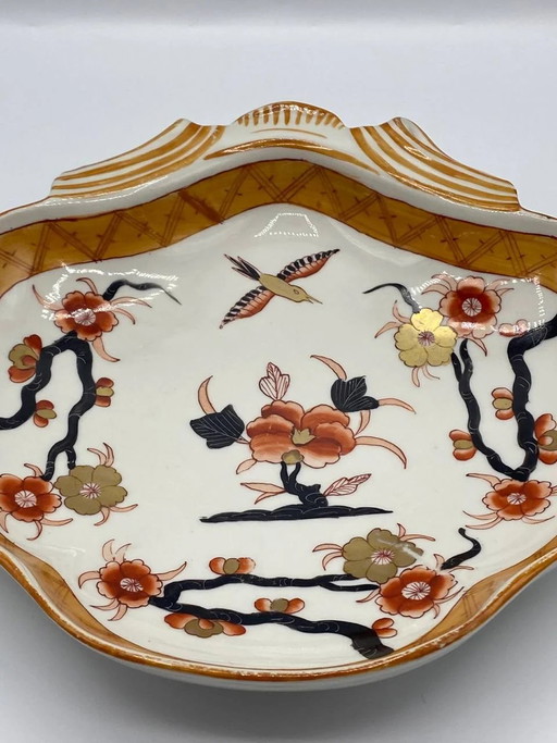 Porcelain Shell Dish – Imari Japonism Plum Tree and Bird Decoration – French Belle Époque – decoratieve objecten