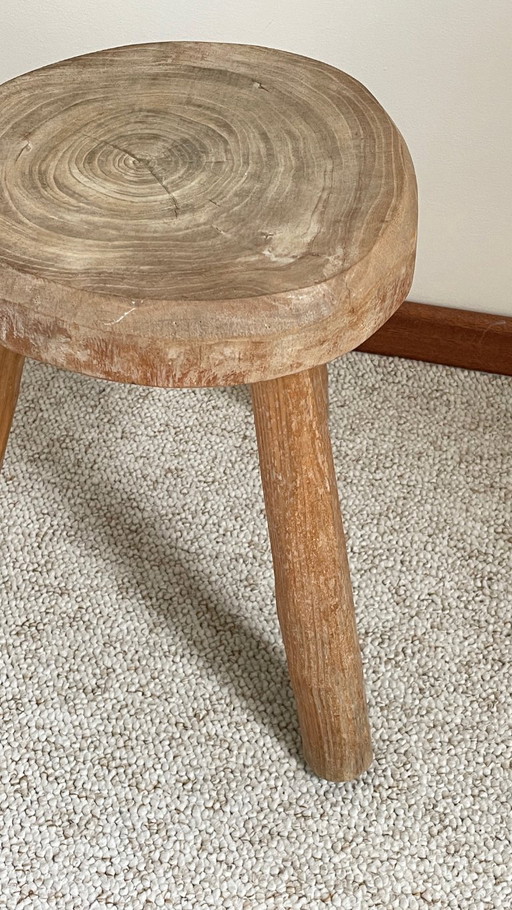 TABOURET Tripode BOIS Massif Vintage