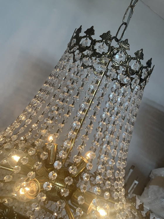 Image 1 of XL franse echt kristallen vintage zakkroonluchter hanglamp