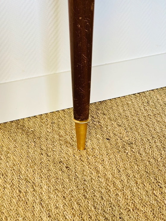 Image 1 of Table à manger art déco en bois verni à motifs chevrons, 1950