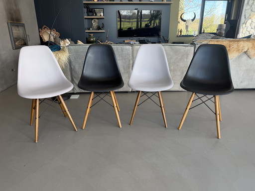 4 Vitra Eames Plastic Side Chair DSW RE,