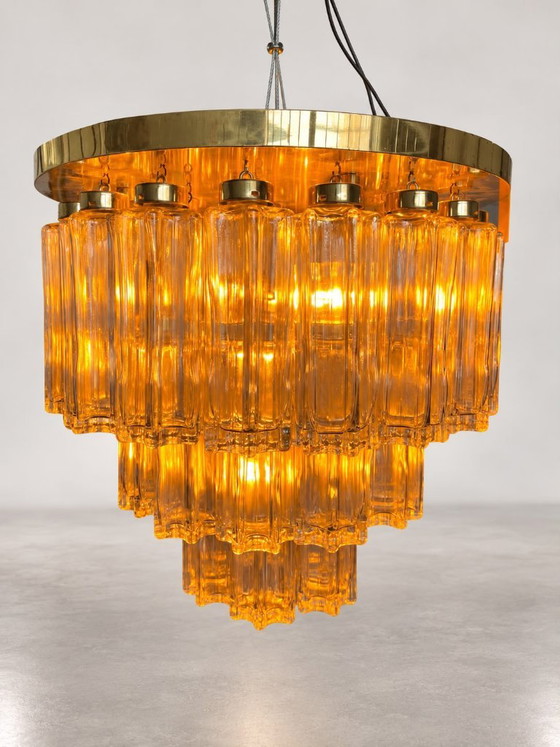 Lampadario/Plafoniera Glashütte anni '60/'70 – Glashütte Limburg, Vetro, Ottone (photo 4 of 5)