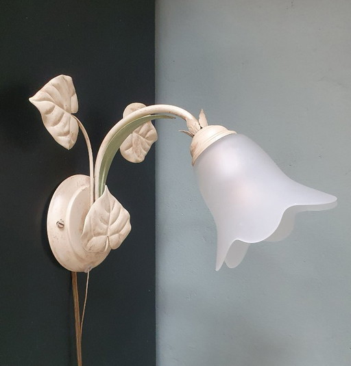 Vintage Italian wall lamp - Floral - Voghera - glass shade