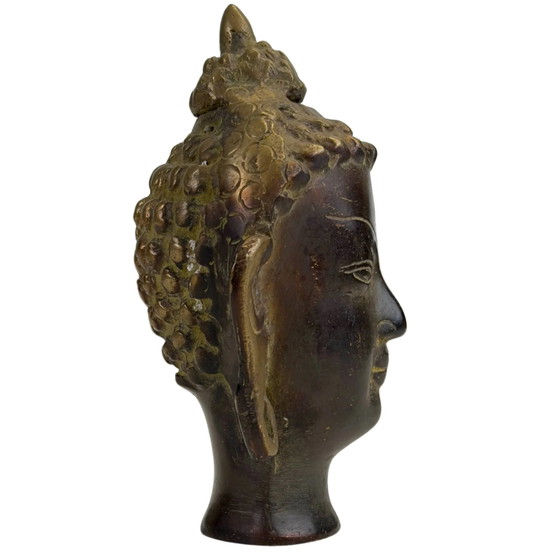 Cabeza de Buda de Bronce – Estilo Tailandés – Escultura Decorativa – Bronze (photo 3 of 9)
