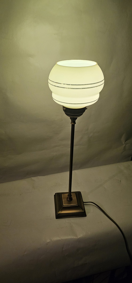 Image 1 of Uranium Lumi Lamp Art Deco Tafellampen – Uniek Uraniumglas / Annagroen set van 2