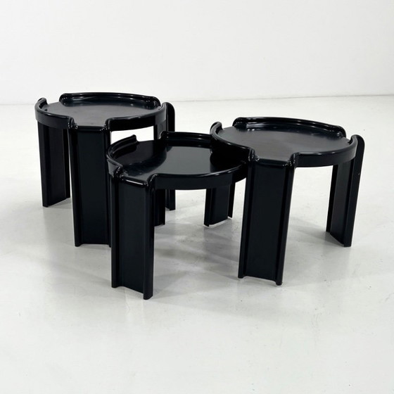Image 1 of Set zwarte bijzettafels van Giotto Stoppino voor Kartell, jaren 70.