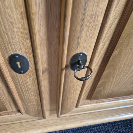 Image 1 of Pine sideboard with freestanding mirror with original hinges and locks