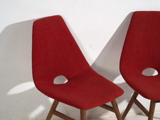 Sedie stile vintage rosso bordeaux (c.1950). Set di 2 pezzi #3 – Sedie da pranzo, Wood (photo 20 of 40)