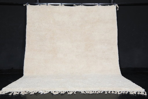 Tappeto marocchino annodato a mano in lana bianca – Stile Beni Ourain personalizzato 3x2 cm