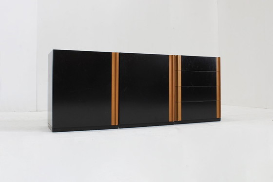 Image 1 of Buffet italien vintage, bois et marbre, années 1970