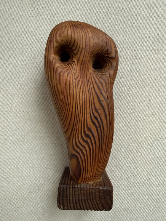 Image 1 of Mid-Century brutalistische houtsculptuur uil, Skandinavisch plm. 1960