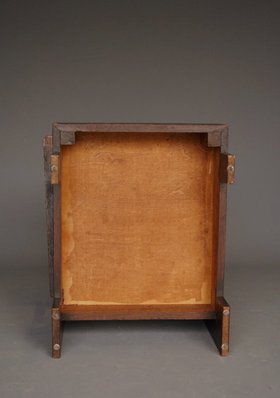 Image 1 of Art Deco fauteuil van de Haagse School, kleine eikenhouten fauteuil, jaren 1920.