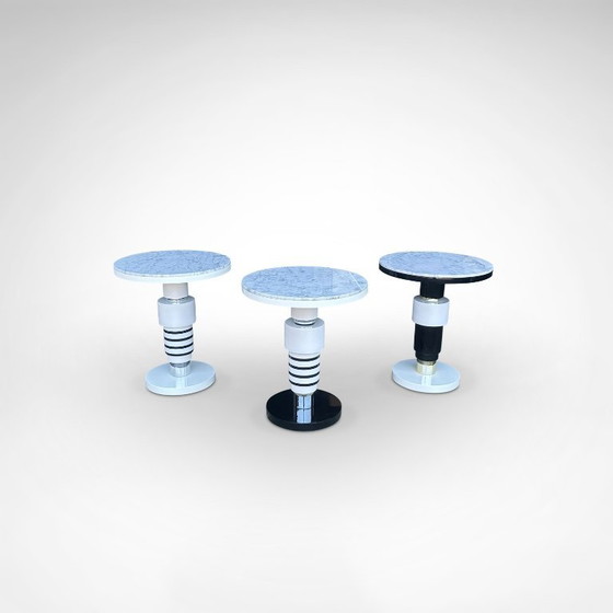 Image 1 of Handgefertigter Beistelltisch aus Keramik und Marmor im Memphis-Stil von Casalto 2020, 3er-Set