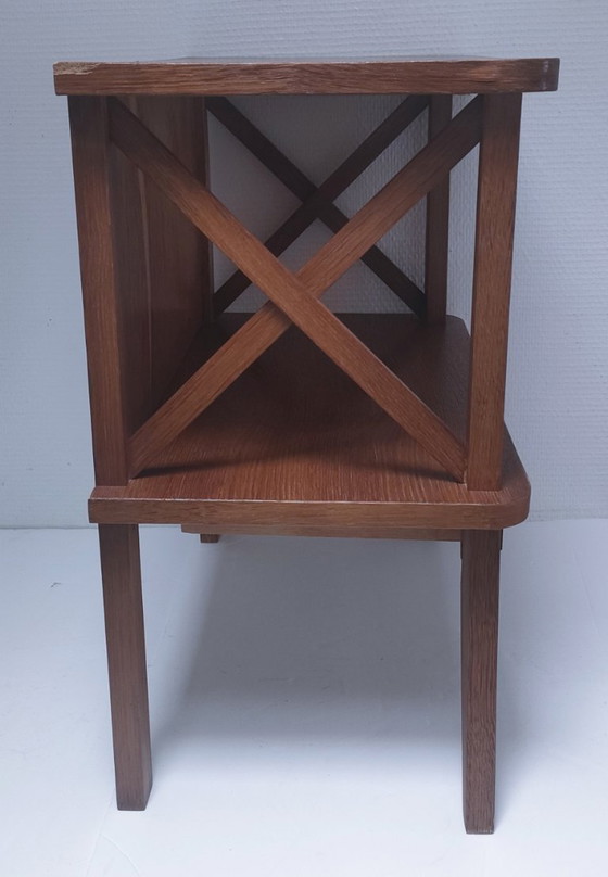 Image 1 of comodino vintage in legno con rinforzi incrociati