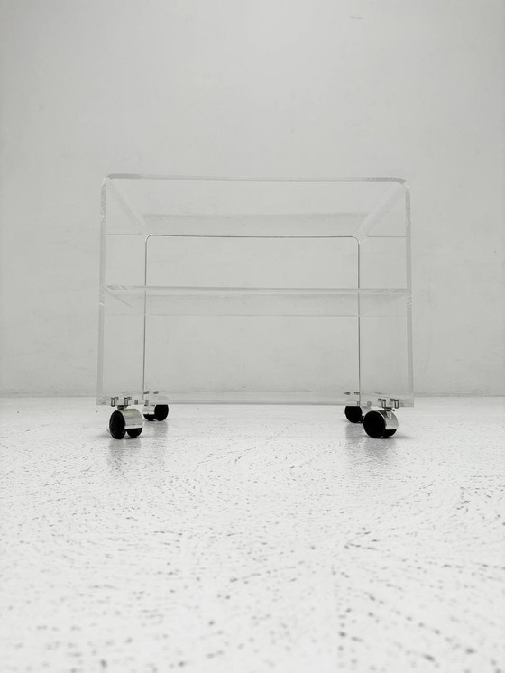 Image 1 of Space Age side table small made of plexiglass on castors