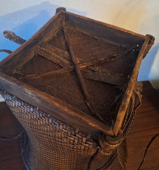 Image 1 of Antique Laos Khmu Tribal Hand Woven Carrying Basket