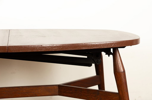 Table haute et basse Danoise en teck et bois laqué marron, modèle Smørrebrød 1960.