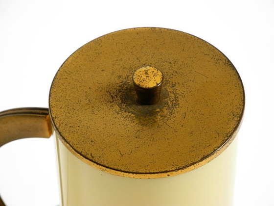 Image 1 of Lampe de table en laiton des années 1940, rare et magnifique, avec abat-jour en verre opale.