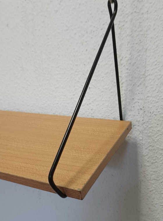 Wandregal aus den 1950er Jahren mit 1 Ablage – Metal, Wood (photo 6 of 8)
