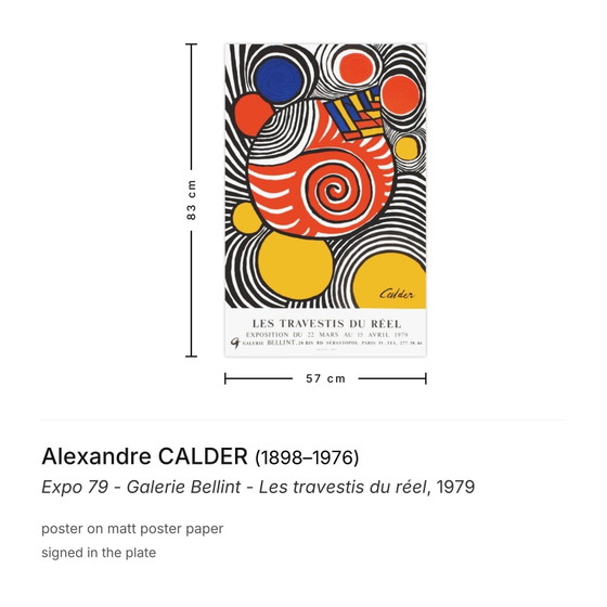 Image 1 of Alexandre Calder Expo 79 - Galleria Bellint - Locandina "I travestiti della realtà"