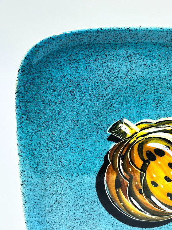 Assiette décorative R.W. Verdaame, céramique turquoise et jaune, Pichon Uzès, Vaisselle (photo 6 sur 10)