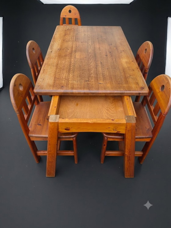 Set da pranzo composto da 5 sedie e tavolo in legno massello - stile brutalista, wabi-sabi, giapponese – Wood (photo 6 of 15)