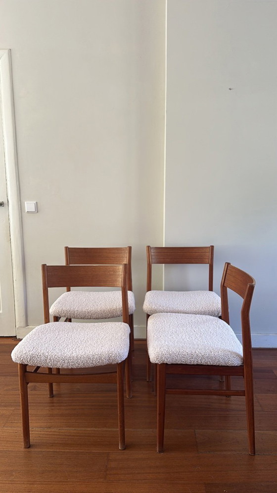 Image 1 of 4x vintage teak teddy chairs