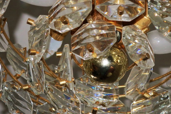 Image 1 of Lámpara de araña Kinkeldey de cristal facetado y bañado en oro, década de 1960