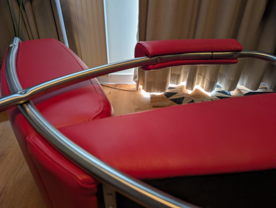 The Dutch Seating Company Dyker 20 Design Fauteuil – Rood Leer & Chroom – Leather (photo 6 of 9)