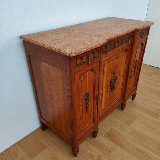Image 1 of Antique vintage sideboard chest of drawers bathroom vanity with marble top