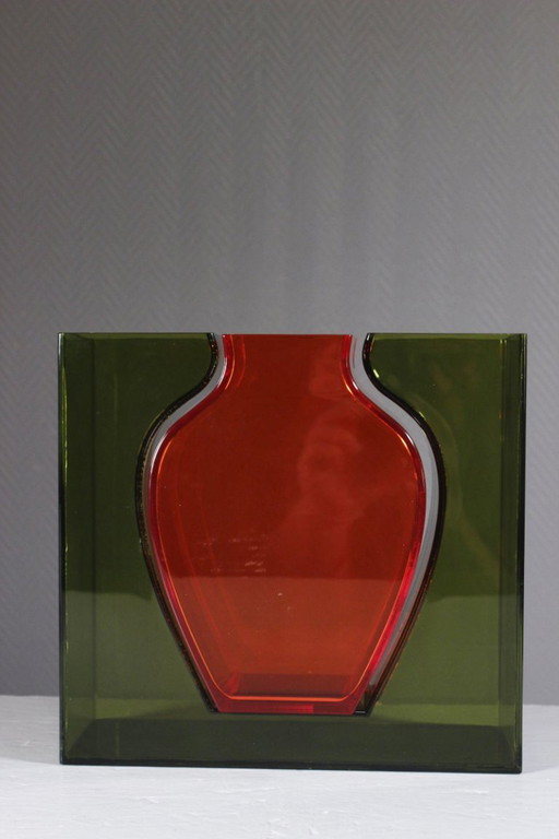 Vaso vintage in acrilico composto da due parti, disegnato da Studio Nova Holland, anni '90.