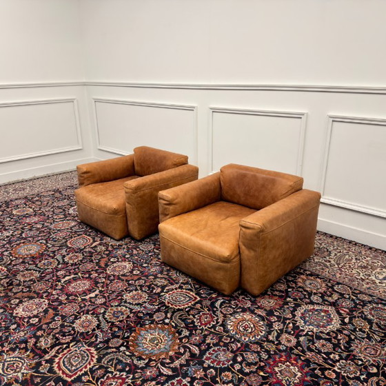 Set Frigerio Cooper Junior Armchairs brown leather (photo 4 of 12)