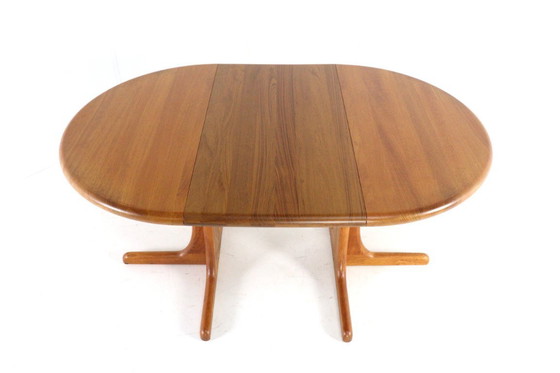Image 1 of Danish round 1x extendable dining table teak solid