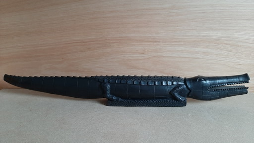 XL Afrikanisches Krokodil 1960 Hartholz
