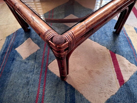 Image 1 of Tavolino in bambù e vetro fumé, anni '60