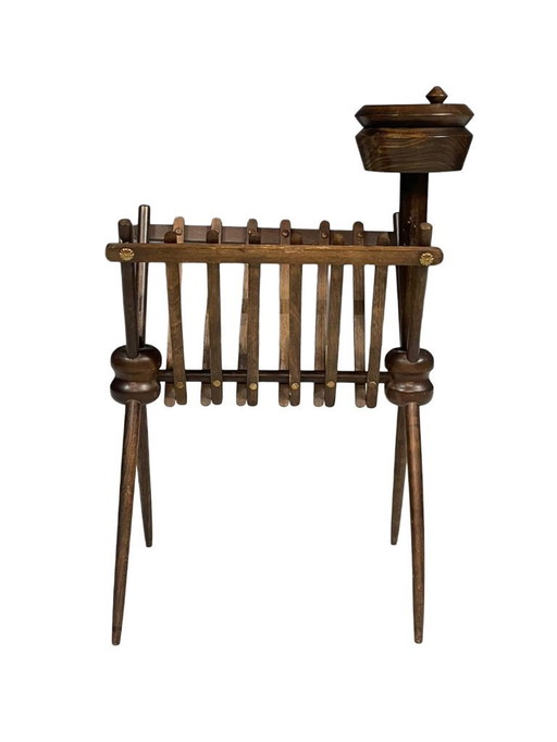 Revistero vintage francés de haya, años 60