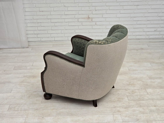Deense relaxstoel uit de jaren 60, meubelwol, eikenhout – Fauteuils, Wood, Wool (photo 16 of 21)