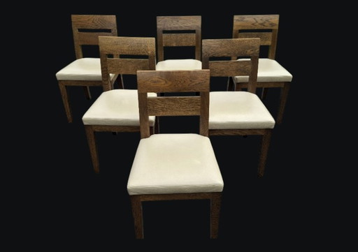 6 Massief Eiken Eetkamerstoelen
