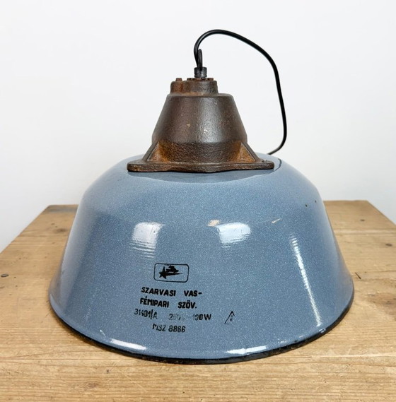 Image 1 of Industriële hanglamp van grijs emaille en gietijzer, jaren 60
