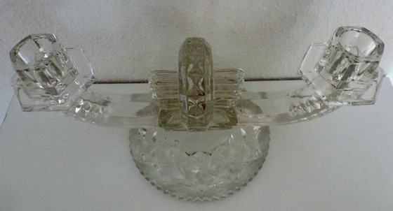 Image 1 of 2 bougeoirs en verre pressé Art Déco Feigl & Morawetz