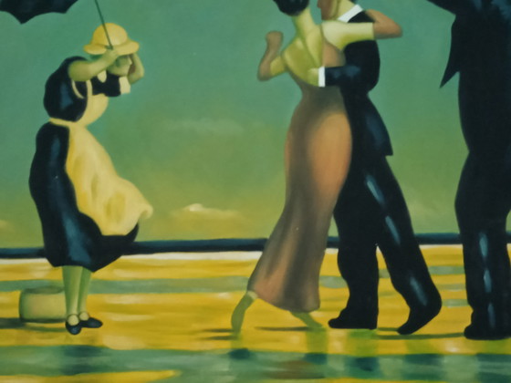 Image 1 of Stylish figurative painting – “Dance in the Wind” – inspired by Jack Vettriano