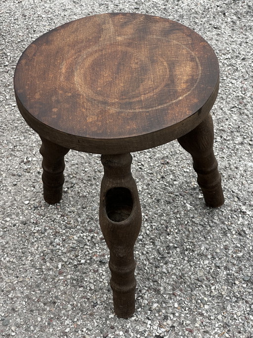 Taburete Trípode Escultórico Gabriel Lucas, Bretaña-Circa 1970 – krukjes, Wood (photo 2 of 14)