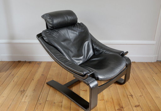 Scandinavian armchair and ottoman Ake Frybiter Kroken Roche Bobois