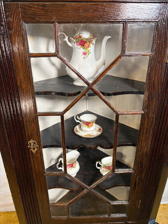 Image 1 of Antique Georgian Hanging Corner Cabinet – Circa 1830  A beautiful antique Georgian hanging corner cabinet dating from around 183