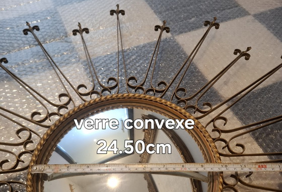 Image 1 of Seltener Chaty Vallauris Sonnenspiegel 77cm signiert konvexes Glas 1955