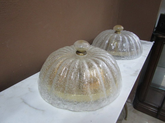 Image 1 of pair of Murano glass ceiling lights