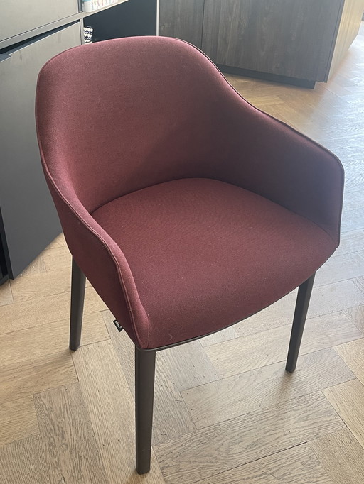 8x Vitra Design Stühle – Softshell – Gepolsterter Schalensessel – Dunkelrot – Sehr guter Zustand