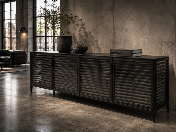 Rimadesio Alambra Low Sideboard 260cm Led Light Shelfs & Drawers – Dressoirs, Metal, Leather (photo 4 of 10)