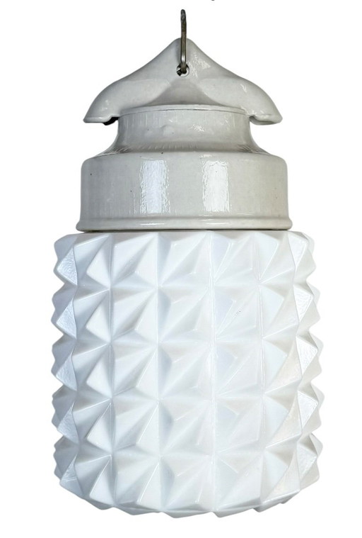 Vintage White Porcelain Pendant Light, 1970s